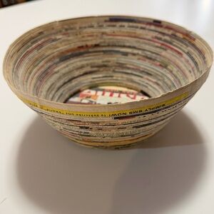 Handcrafted Multicolor International Newspaper Layered Bowl
